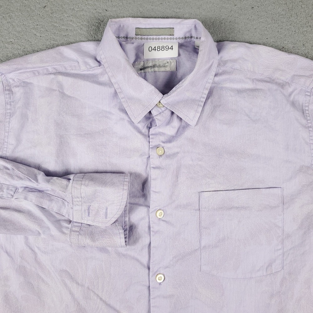 Tommy Bahama Shirt Mens Size Large Purple Casual Button Up Long Sleeve
